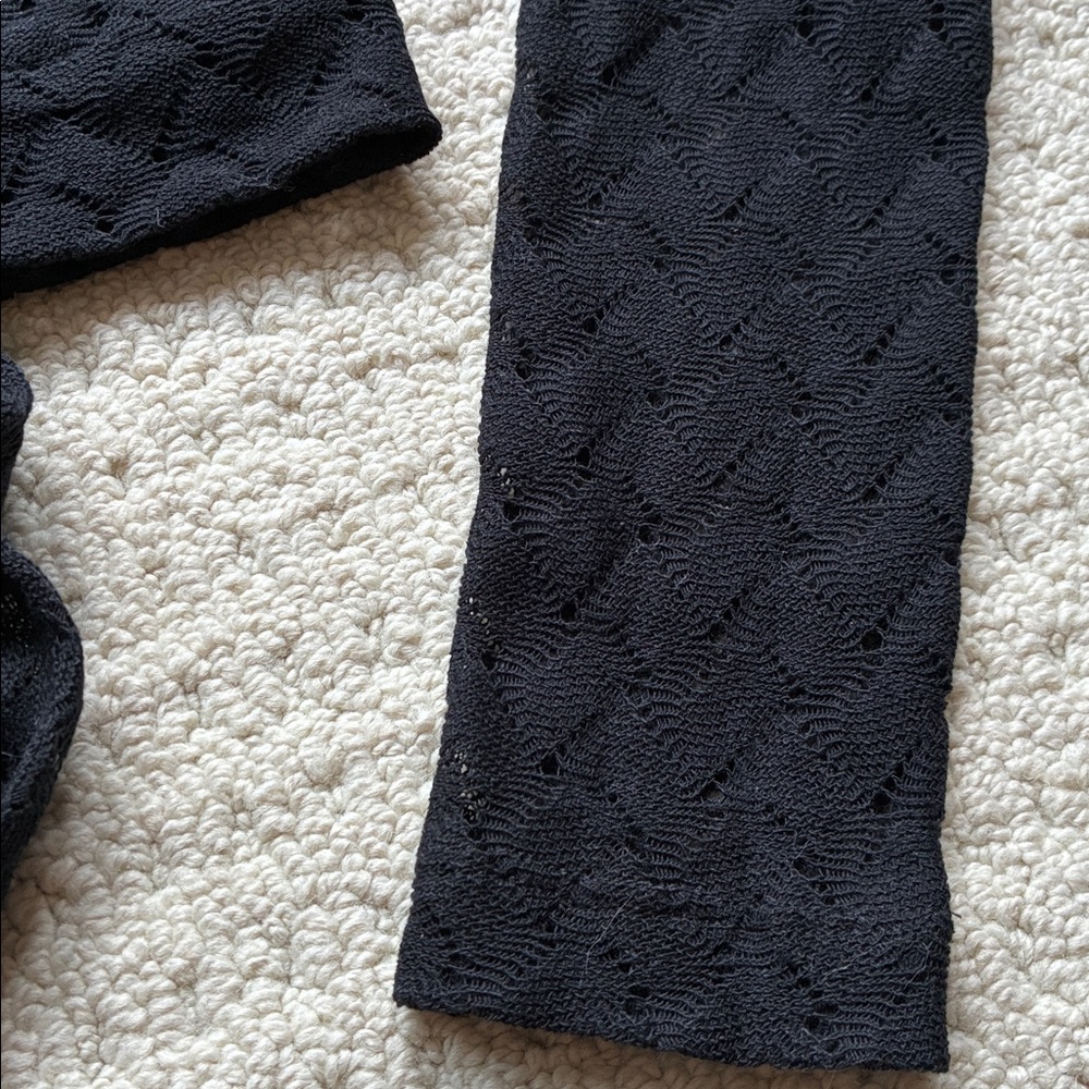 Hill House Women’s Black Cropped Wrap Knit Long Sleeve Cardigan Size Small - Picture 3 of 13